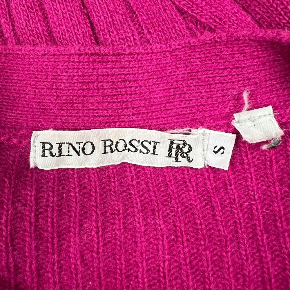 Vintage Lambswool & Angora Hair Ribbed Knit Cardigan Sweater Puffed Poof Sleeves - Picture 5 of 7